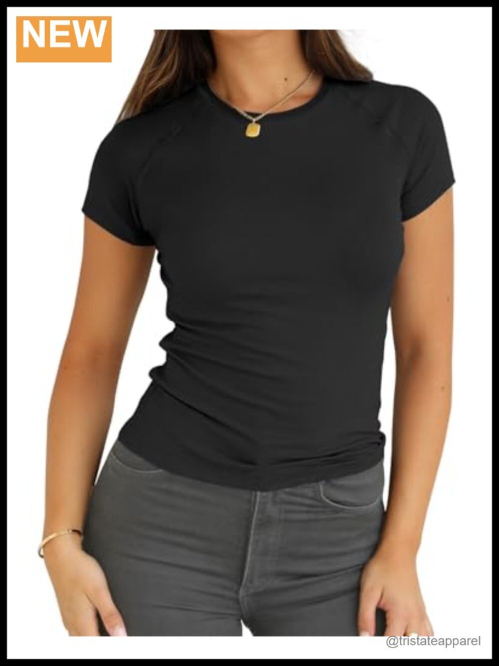Ribbed Slim Fit Raglan Sleeve Crewneck Crop T-Shirt